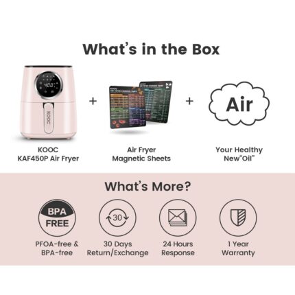 Air Fryer, 4.5Qt Electric Hot Oven Cooker, Free Cheat Sheet, LED Touch Screen, 8 in 1, Customized Temp/Time, Nonstick Basket - Image 2