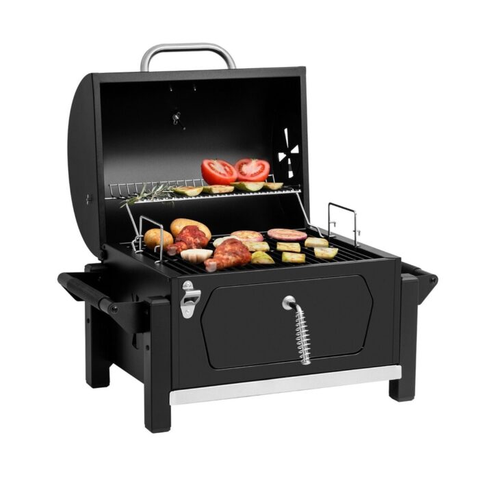 Portable Outdoor Tabletop Charcoal Grill with Side Handle