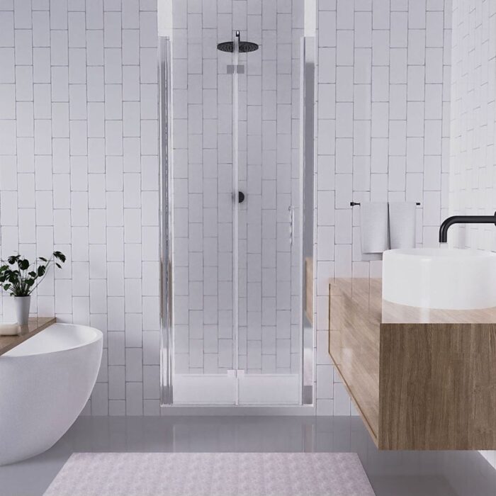 72"H 30"/32"/34"/36"W Adjustable Width Semi-Frameless Pivot Shower Door with Reversible Installation
