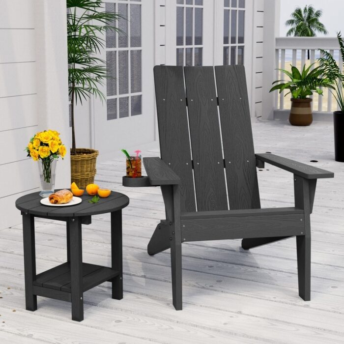 WINSOON 2-Piece All Weather HIPS Outdoor Adirondack Cup Holder Chair and Table set - Image 2