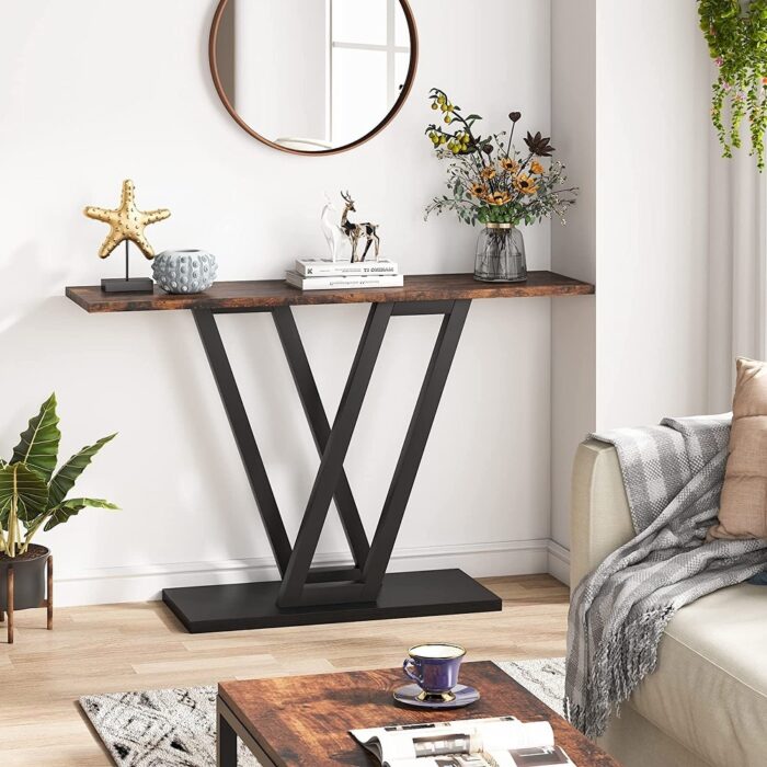 Console Sofa Table, Industrial Entryway Table for Hallway - Image 2