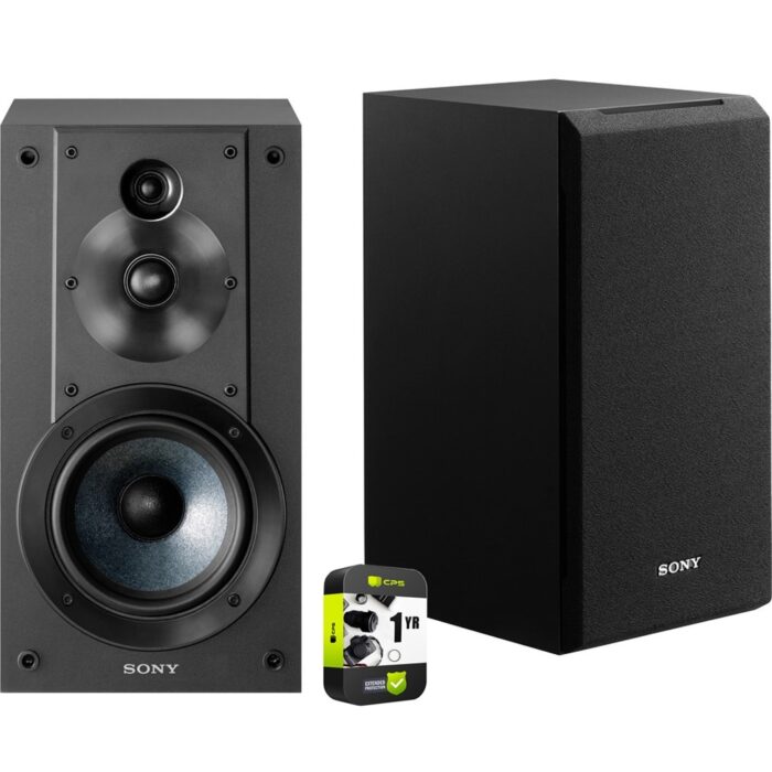 Sony 3-Way Bass Reflex Stereo Bookshelf Speakers with Warranty Bundle