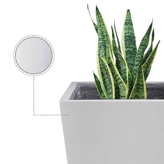 Plantara 24", 18" & 16" H Taper Shape Solid White Concrete planter, Modern Garden Plant pot, plug for Outdoor - Image 2