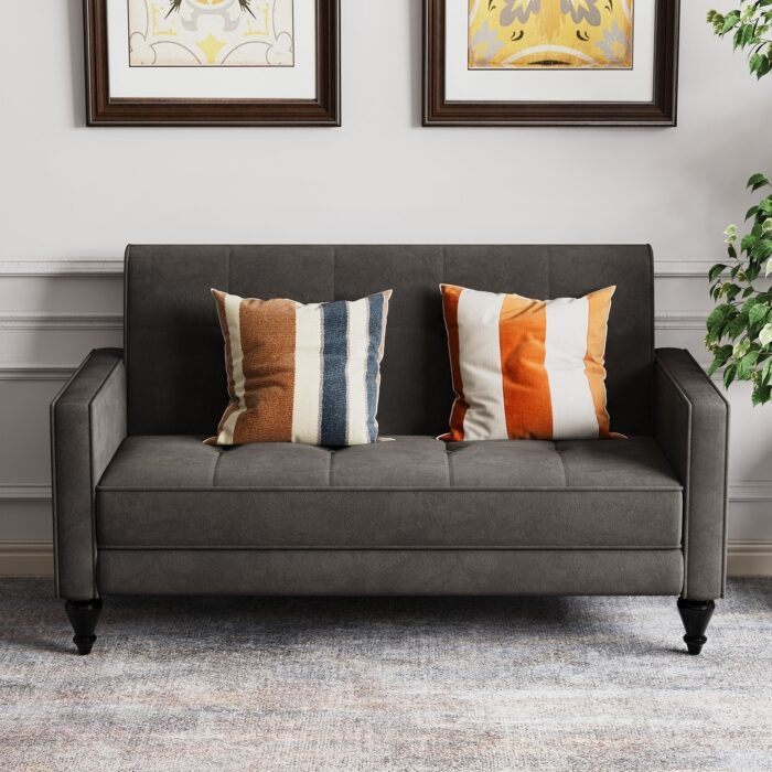 Love Seat Mini Couch Small Settee Loveseat Bench for Living Room Small Spaces, Upholstered Small Loveseat Sofa Couches with
