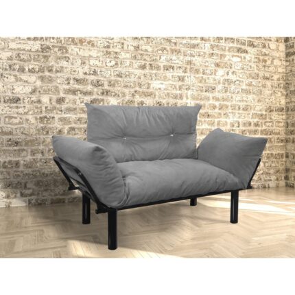 Modern Extra-wide Metal-legged Cushioned Splayed Loveseat - Image 2