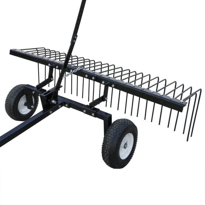 Yard Tuff 60" Pine Straw ATV Tow Behind Steel Landscape Rake w/ Wheels & Handle - 102 - Image 2