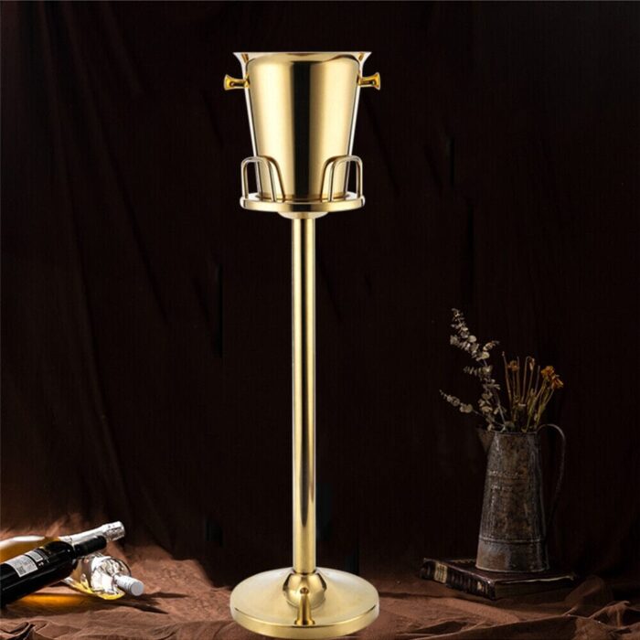 Golden Ice Bucket with Stand Champagne Wine Beverage Holder Cooler - 36In High - Image 2