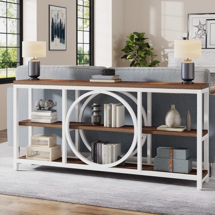 70.9 Inches Extra Long Sofa Tables, Wood Console Table with 3 Tiers Shelves - 11.75" * 70.9"
