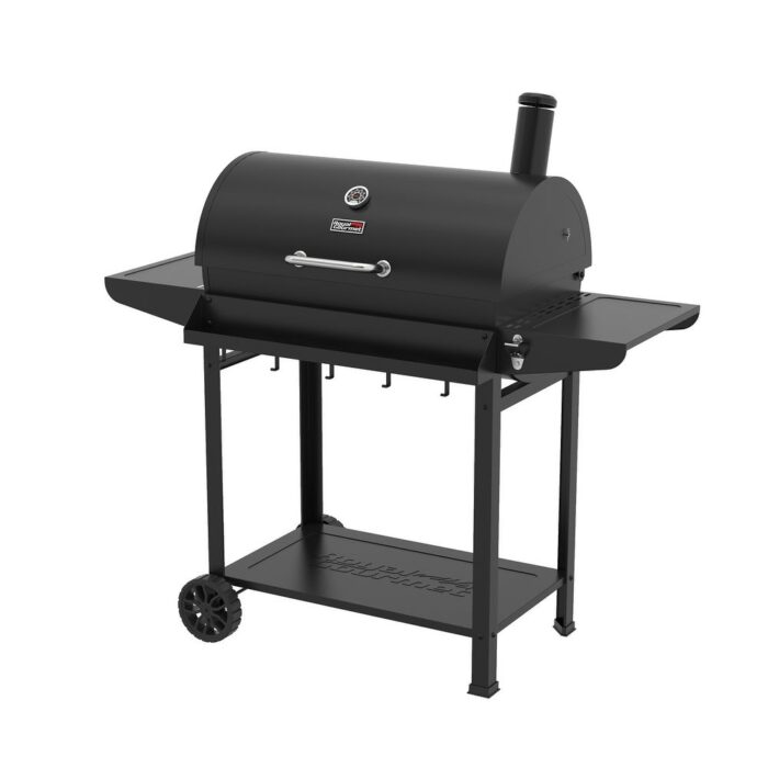 Royal Gourmet CC1830T 30-Inch Barrel Charcoal Grill, Front Storage Basket with Hooks,Black