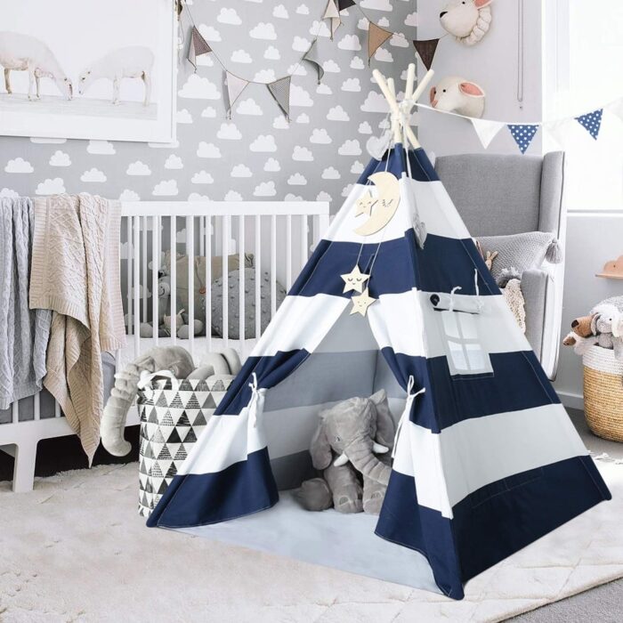 Kids Teepee Tent for Kids Boys Teepee Navy Stripe Teepee