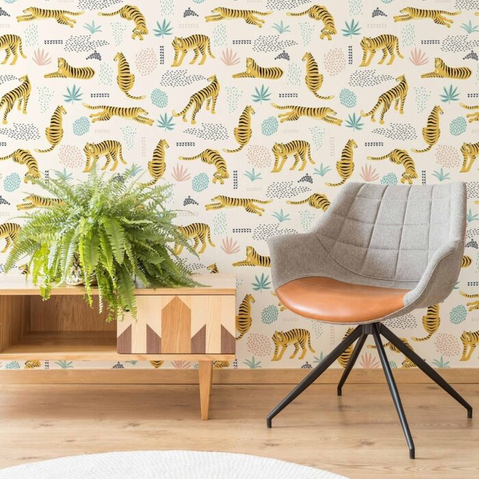 Yellow Tiger Peel and Stick Removable Wallpaper 6670
