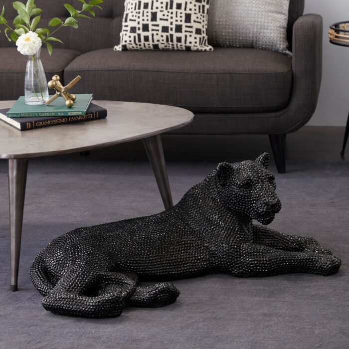 Polystone Glam Sculpture Leopard 14 x 39 x 19 - 39 x 19 x 14