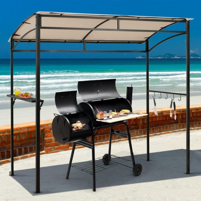 7' x 4.5' Grill Gazebo Outdoor Patio Garden BBQ Canopy Shelter - Beige