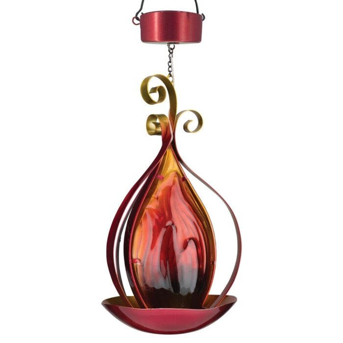 Set of 2 Red Blaze Solar Hanging Lanterns - Image 2