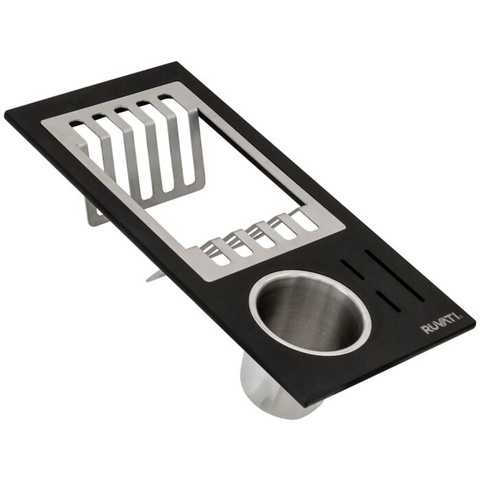 Ruvati Black Composite Dish Plate and Silverware Caddy Drying Rack for Workstation Sinks – RVA1542BWC