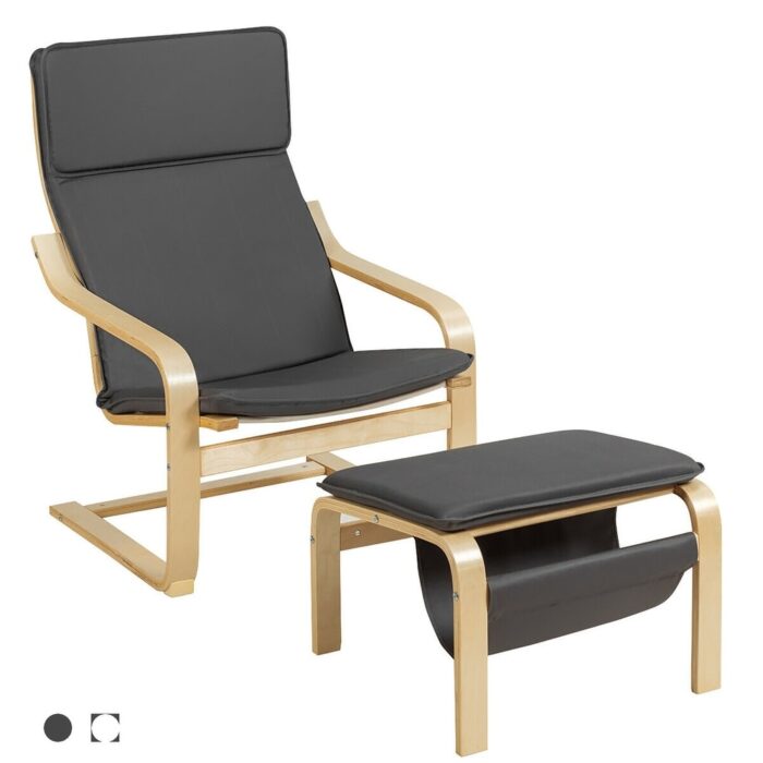 Costway Relax Lounge Chair & Padded Ottoman Set w/ Magazine Rack - Single