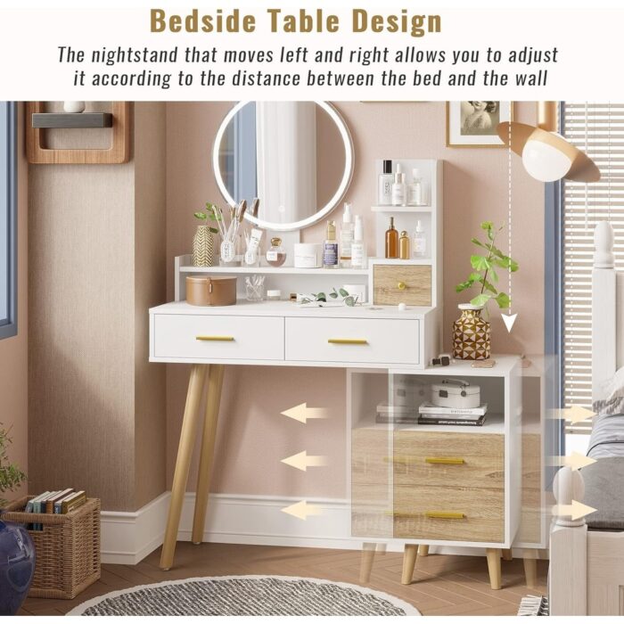 Makeup Vanity with 3 Color Lighting Modes & Touch Screen - Image 2