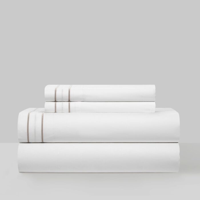 Chic Home Freia 4 Piece Solid White Cotton Sheet Set - Image 2