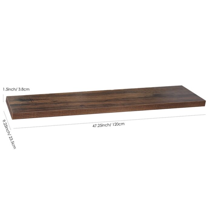 Adalberto Set of 3 Modern and Contemporary Antique Walnut Floating Shelf - 9.25'' x 47.2'' x 1.5'' - Image 2