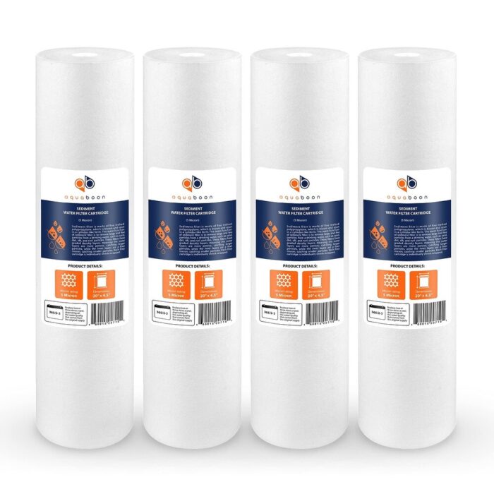 5 Micron 20" x 4.5" Sediment Water Filter Replacement Cartridge, Whole House Sediment Filtration, for AP810-2, SDC-45-2005, 4pcs
