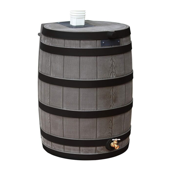 Good Ideas Rain Wizard 50 Gallon Plastic Rain Barrel Water Collector, Oak - 20