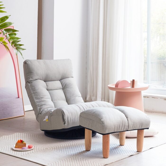 Sofa Reclining Chair Japanese Chair Lazy Sofa Tatami Balcony Reclining Chair Leisure Sofa Adjustable Chair, Bottom Rotatable - Image 2