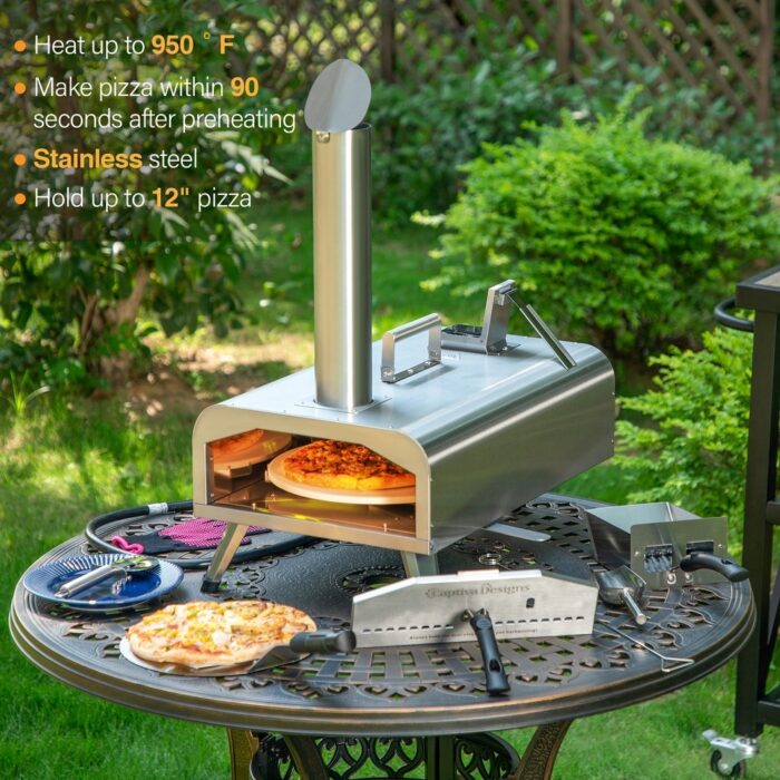 Outdoor Pizza Oven Machine 12'' Pizza Grill Maker Portable with Foldable legs - Image 2