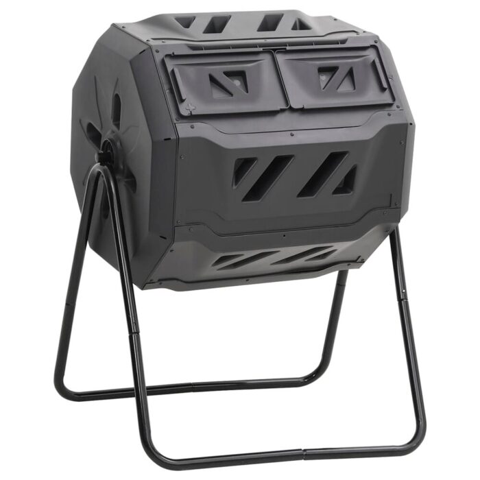 vidaXL Garden Compost Bin Black 28.7"x25.2"x37.4" 42.3 gal - 28.7" x 25.2" x 37.4" - 28.7" x 25.2" x 37.4"