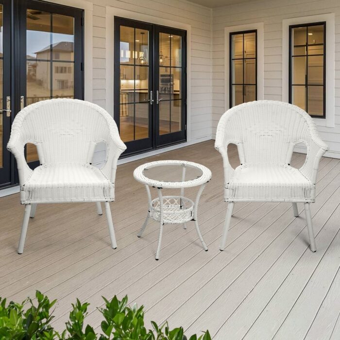 Cozywor 3-Piece Outdoor Wicker Patio Bistro Chair Set
