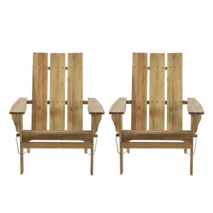 Zuma Outdoor Outdoor Acacia Wood Foldable Adirondack Chairs (Set of 2) by Christopher Knight Home - Image 2