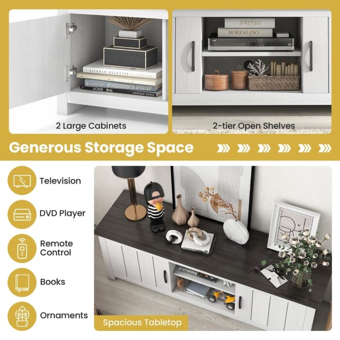 Gymax Farmhouse TV Stand for TVs up to 65'' Media Console Center w/ - Image 2