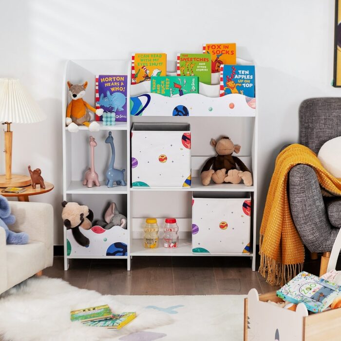 Kids Toy and Book Organizer Wooden Storage Cabinet w/ Storage Bins