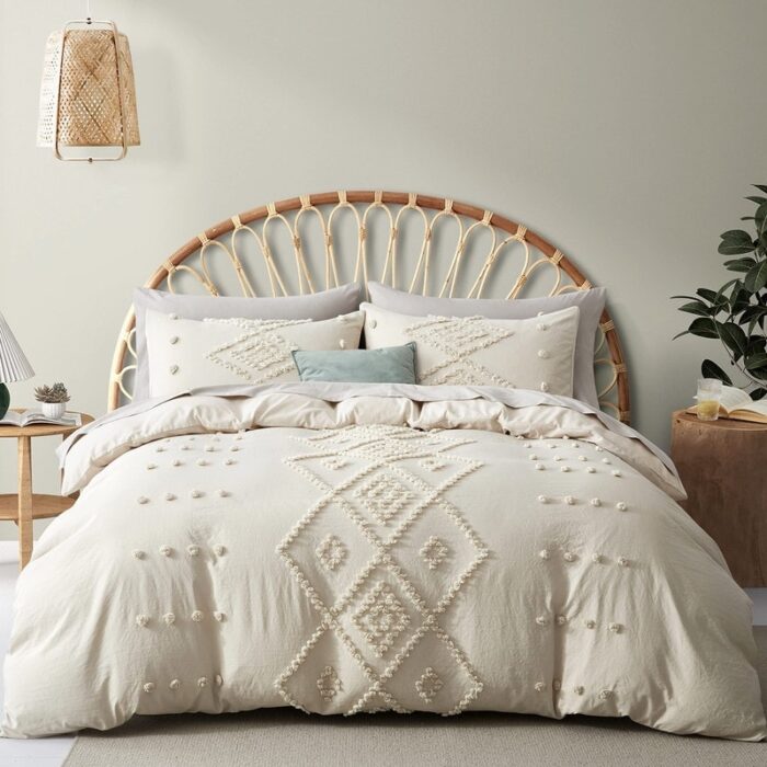 3 Pieces Boho Embroidery Shabby Chic Bedding Set