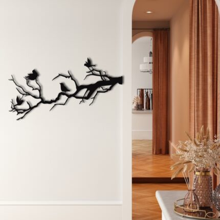 Birds and Branch Metal Wall Decor for Home and Outside - Wall-Mounted Geometric Wall Art Decor - Image 2