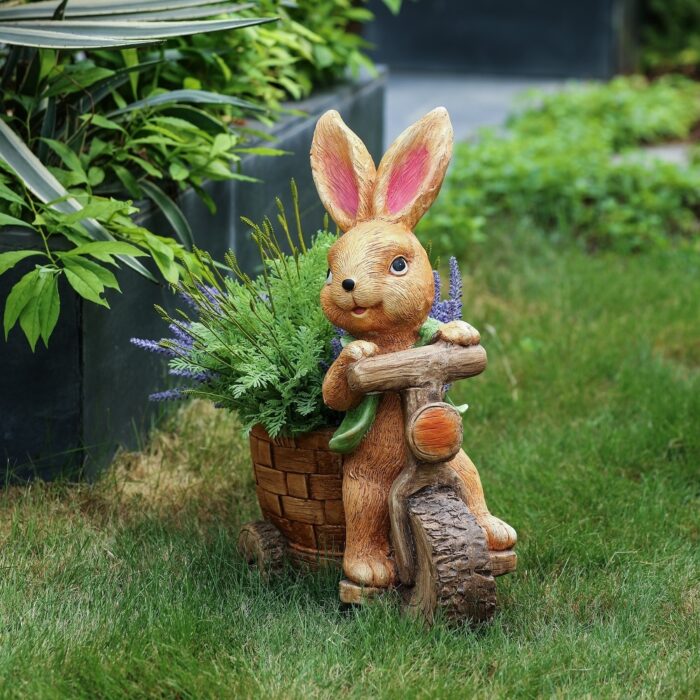 Brown Bunny on a Bicycle MgO Planter
