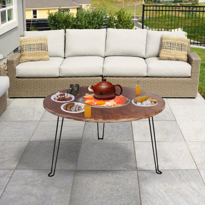 Portable Round Foldable Fire Pit Table for Outdoor Indoor - 32” x 17”