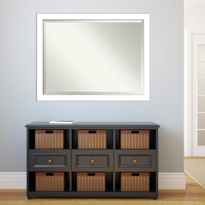 Beveled Bathroom Wall Mirror - Wedge White Frame - Wedge White - Image 2
