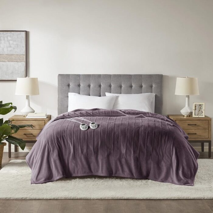 Twin Ultra Soft Heated Blanket Purple