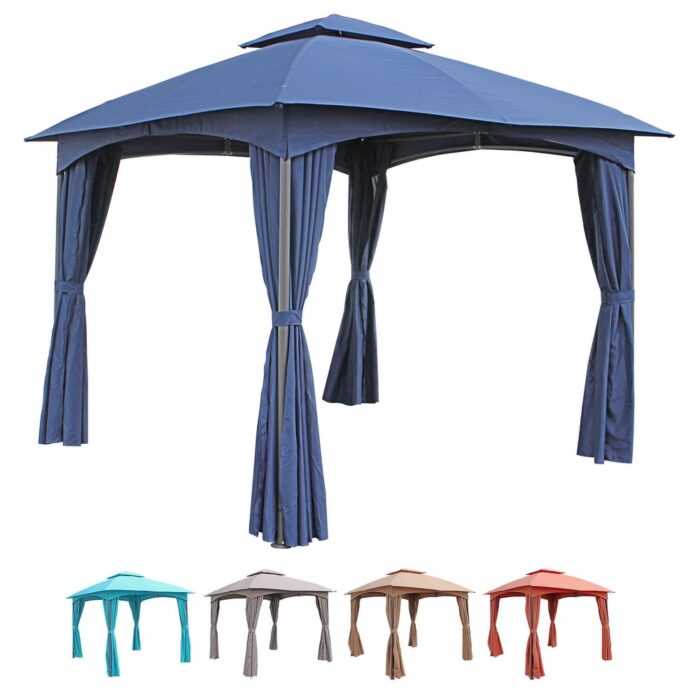St. Kitts 3-meter Steel Dome-top Gazebo with Curtains