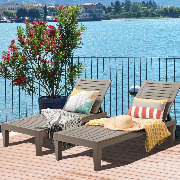 Gymax Set of 2 Patio Outdoor Chaise Lounge Chair Recliner w/ - See Details