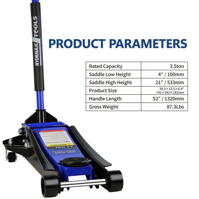 3.5 Ton Heavy-Duty Steel Racing Floor Jack Dual Piston Quick Lift Pump - Image 2