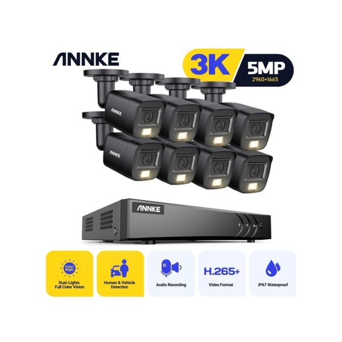 ANNKE 3K Lite Wired Security Camera System,8 Pcs CCTV 3K 5MP Camera