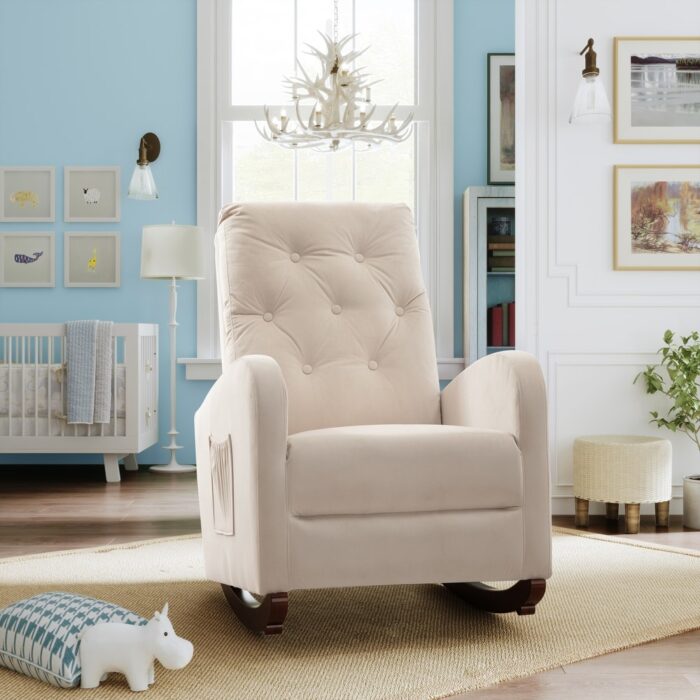 Baby Room High Back Rocking Chair Nursery Chair
