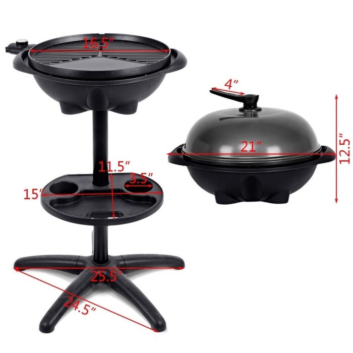 1350 W Outdoor Electric BBQ Grill with Removable Stand - 24.8" x 24.8" x 35.6" (W x D x H) - Image 2