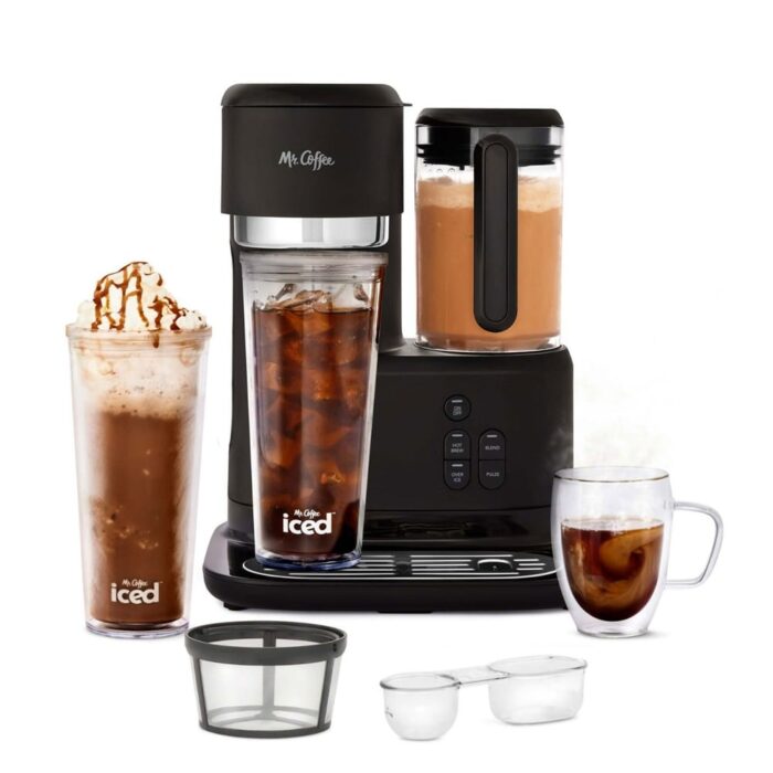 Mr. Coffee Single-Serve Iced and Hot Coffee Maker and Blender with 2 Tumblers - 10