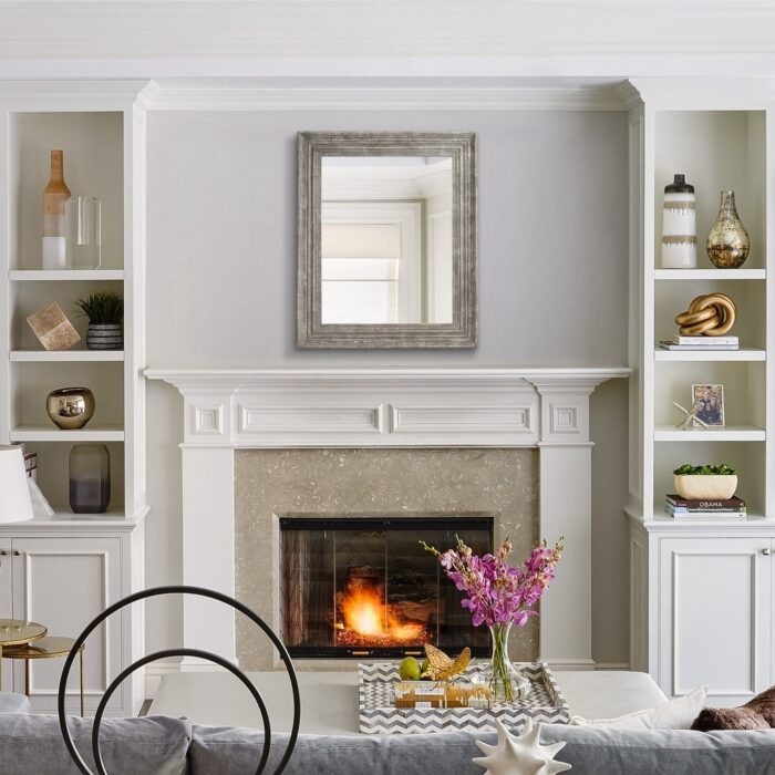 35" Farmhouse Rectangular Wood Framed Wall Mirror - 35" H x 21.9" W - Image 2