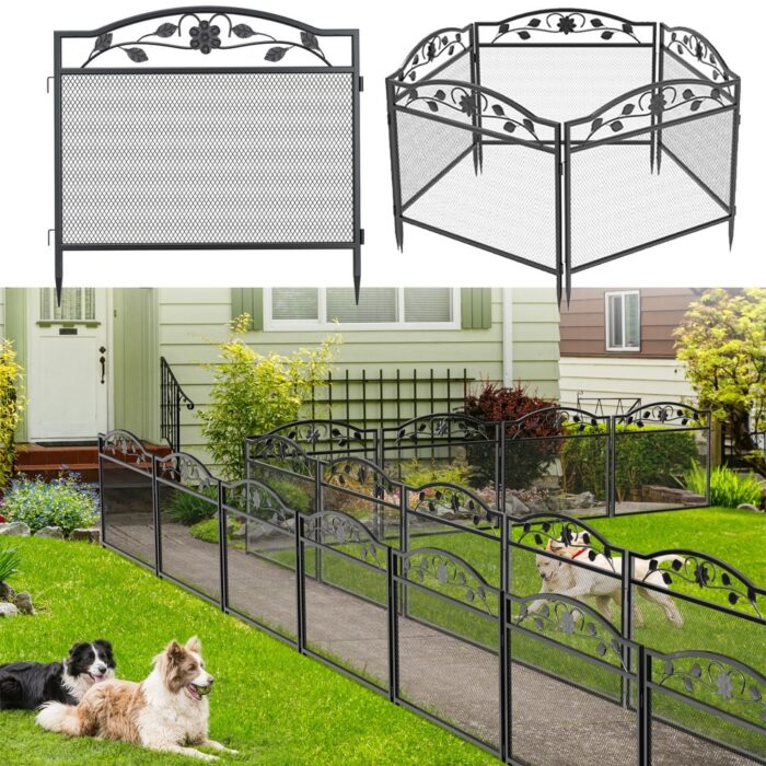 Folding Decorative Garden Fence Arch Metal Landscape Set of 5