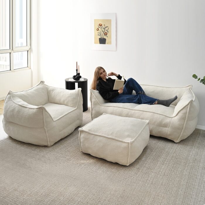 Lazy Sofa Couch Living Room Sofa Bean Bag Chair with Memory Foam - Image 2