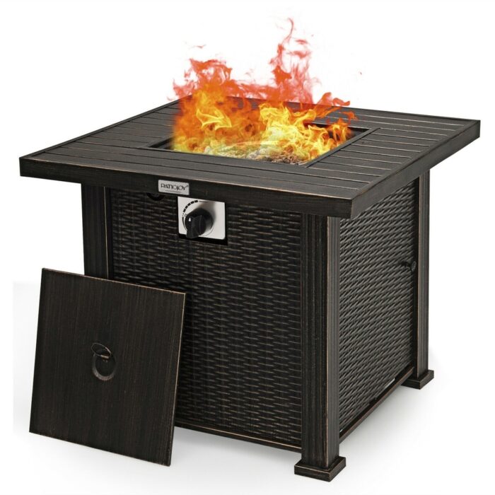 Gymax 30" Gas Fire Pit Table 50,000 BTU Square Propane Fire Pit Table