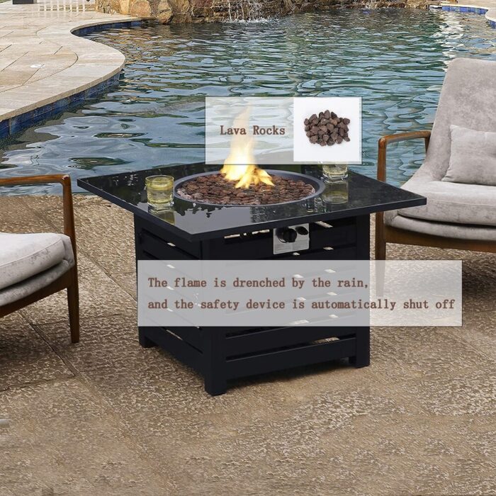 GZMR 23.62 Inch Square 50,000 BTU Auto-Ignition Propane Gas Firepit - Image 2